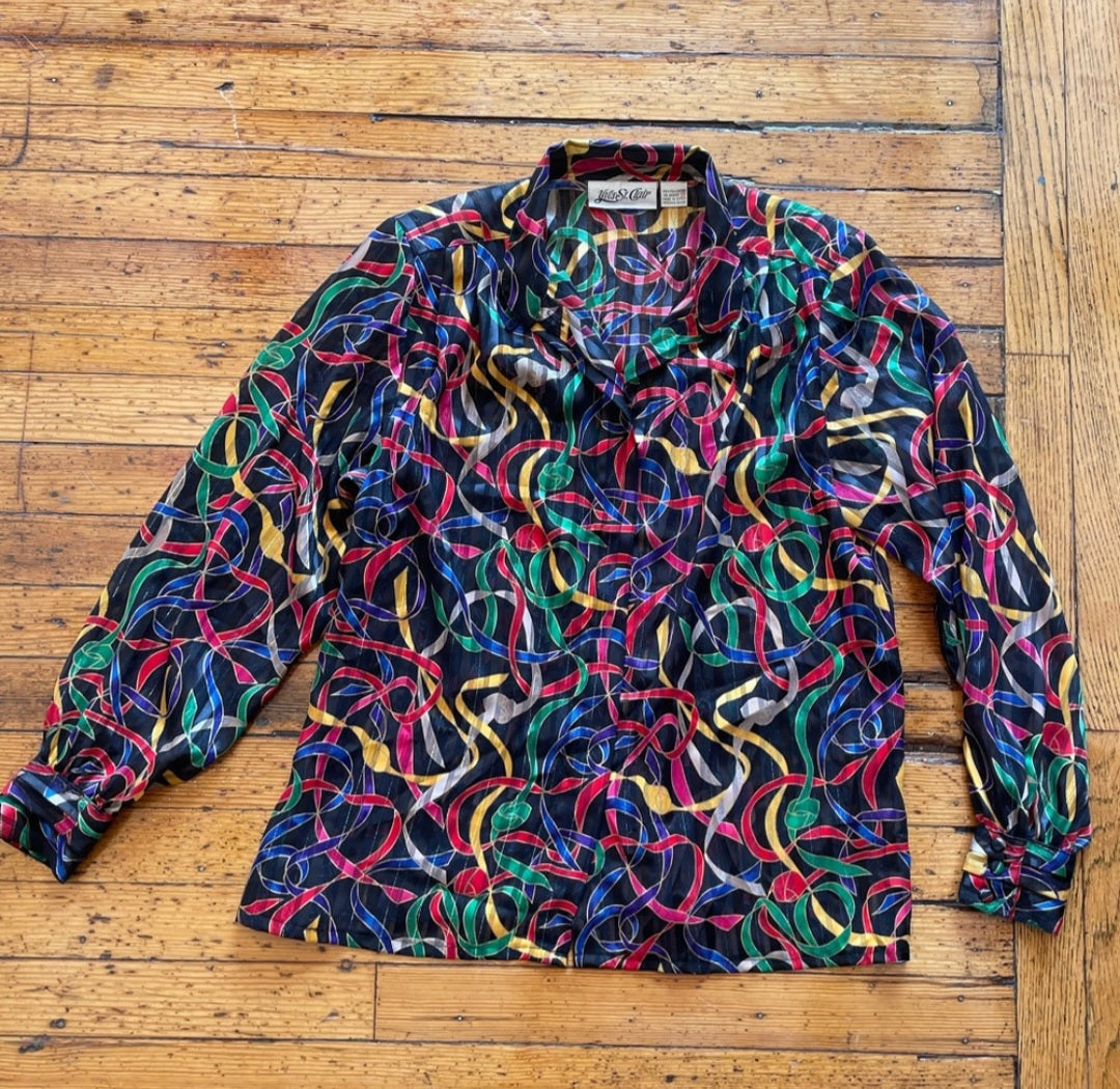 Yves St. Clair Multi-color Button Down Shirt Size 14  Vintage Vibes 607   