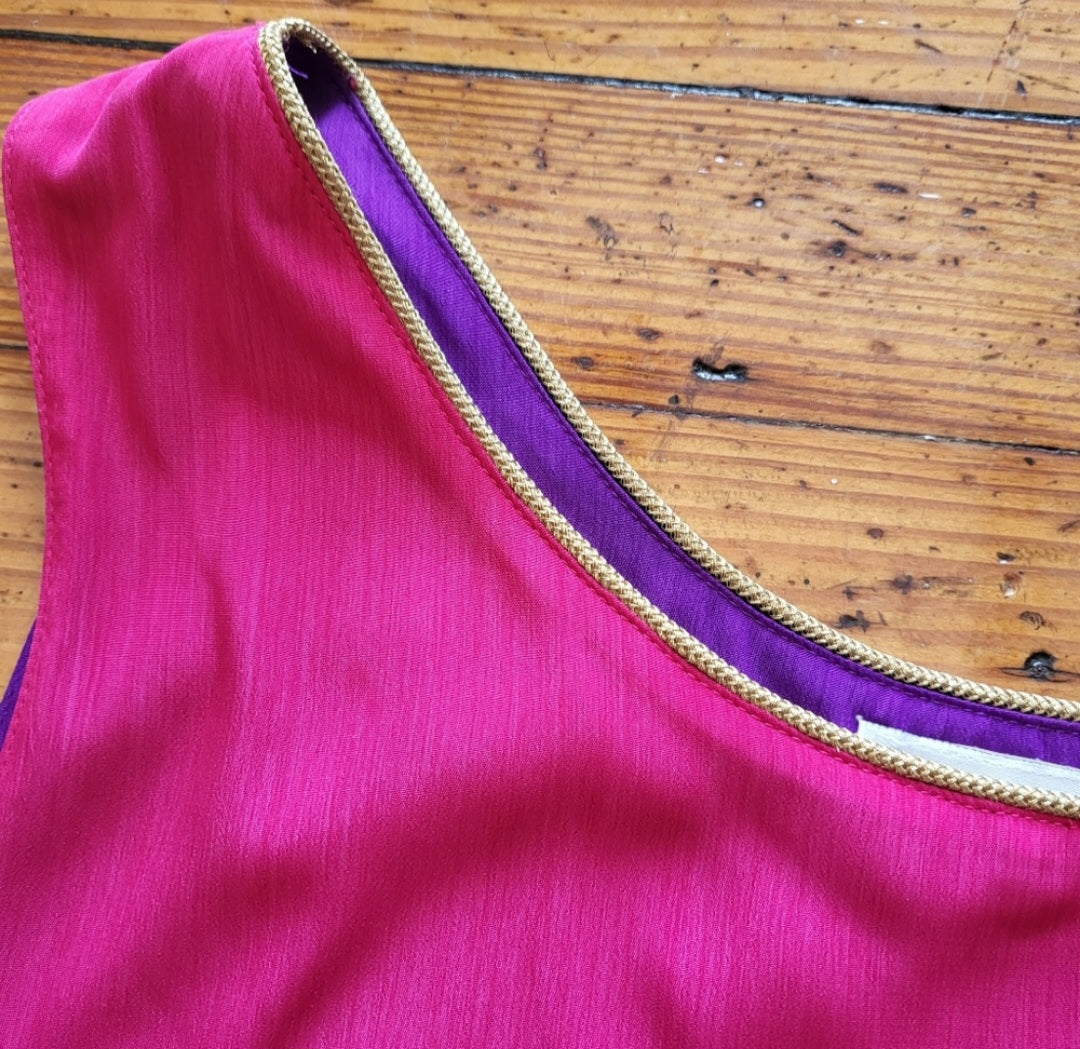 Pappagallo Vintage Tank Top Pink Purple & Gold Size Small  Vintage Vibes 607   