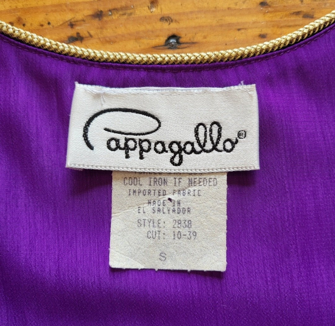 Pappagallo Vintage Tank Top Pink Purple & Gold Size Small