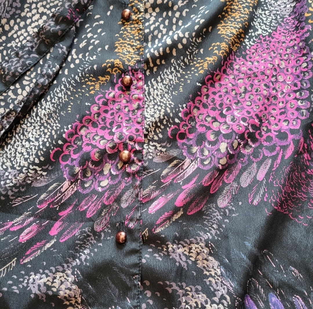 Caron Chicago Vintage Button Down Tie Neck Blouse  Vintage Vibes 607   