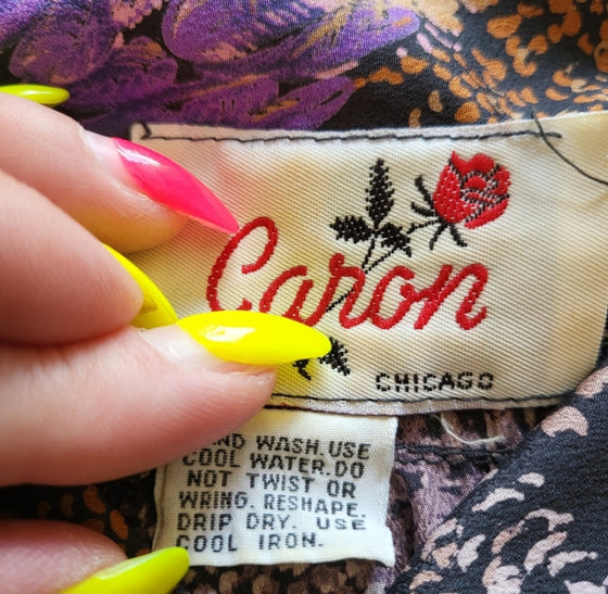 Caron Chicago Vintage Button Down Tie Neck Blouse