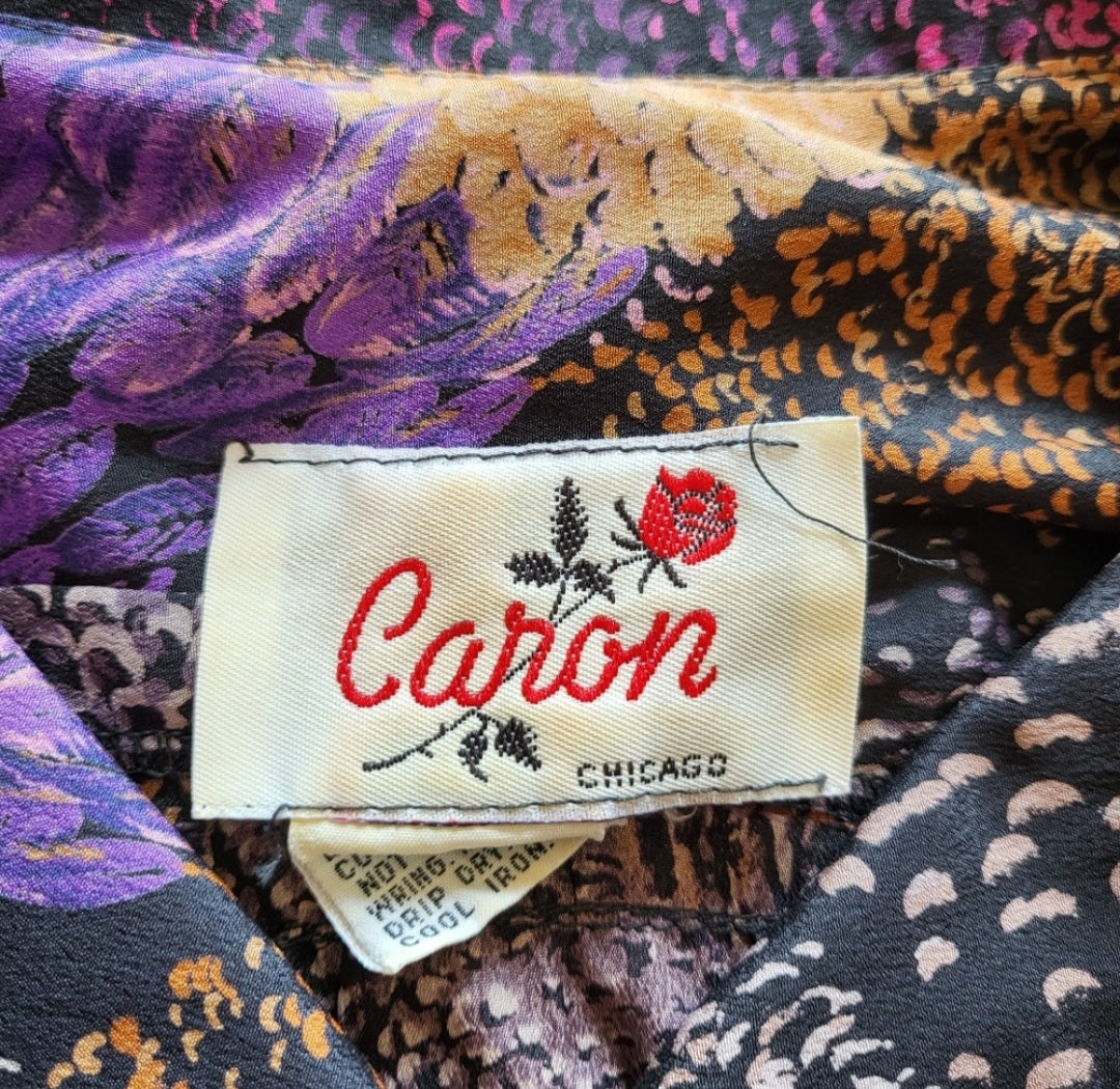 Caron Chicago Vintage Button Down Tie Neck Blouse  Vintage Vibes 607   