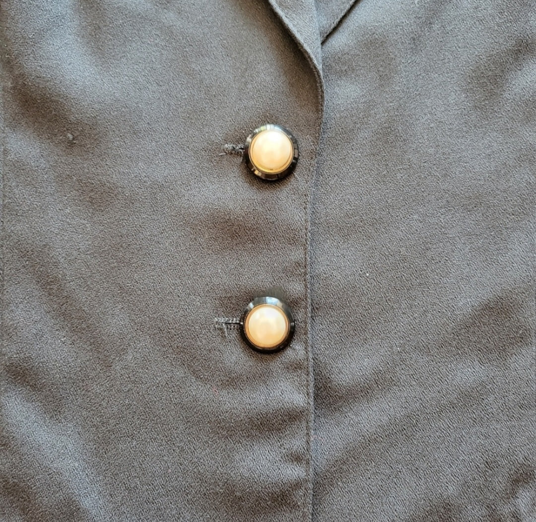 Tofy Vintage Pearl Embellished Blazer Black Size 12  Vintage Vibes 607   