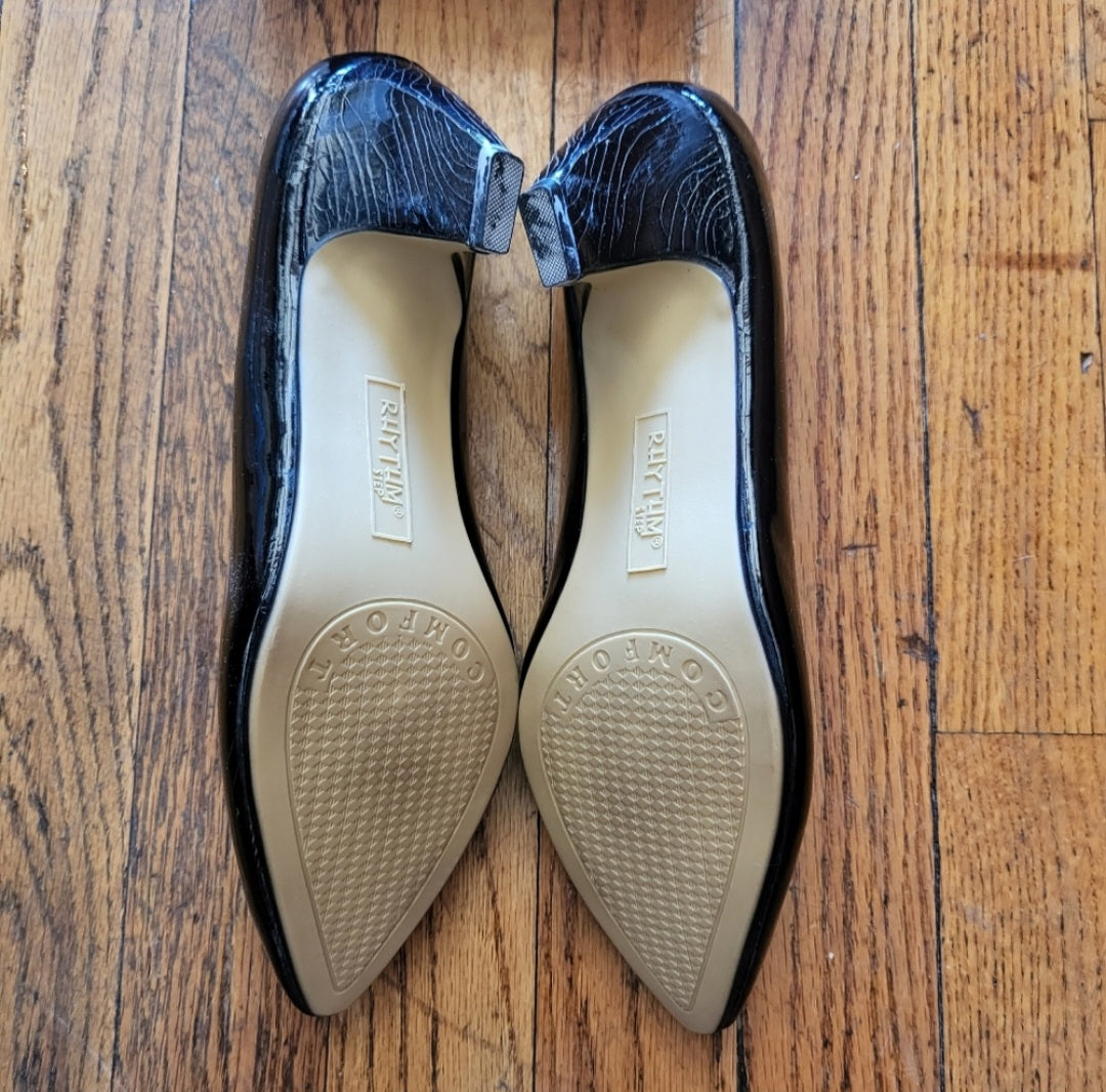 Rhythm Step Trina II Black Cone Heeled Pumps Size 8 1/2  Vintage Vibes 607   