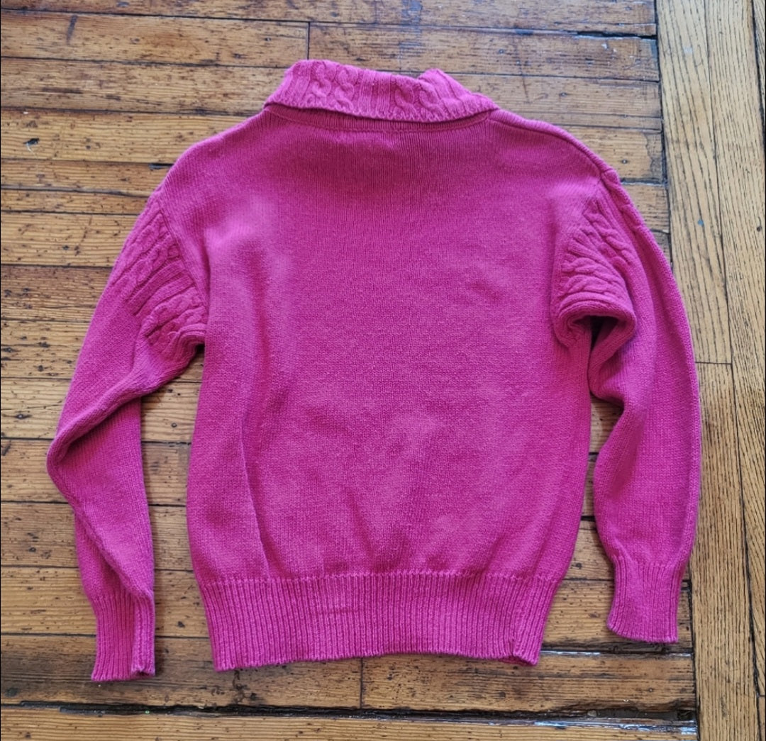 Crystal-Kobe Hot Pink Knit Turtleneck Sweater Size Medium  Vintage Vibes 607   