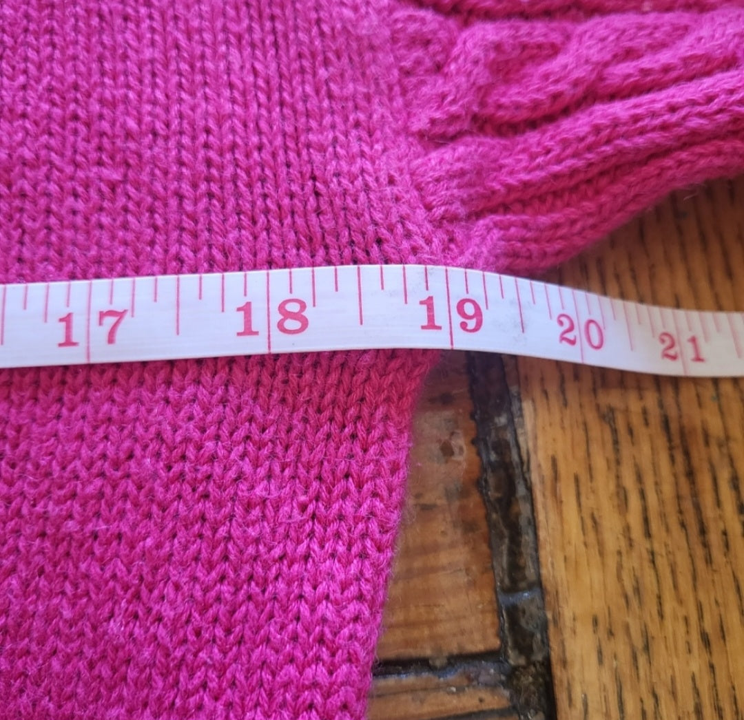 Crystal-Kobe Hot Pink Knit Turtleneck Sweater Size Medium  Vintage Vibes 607   