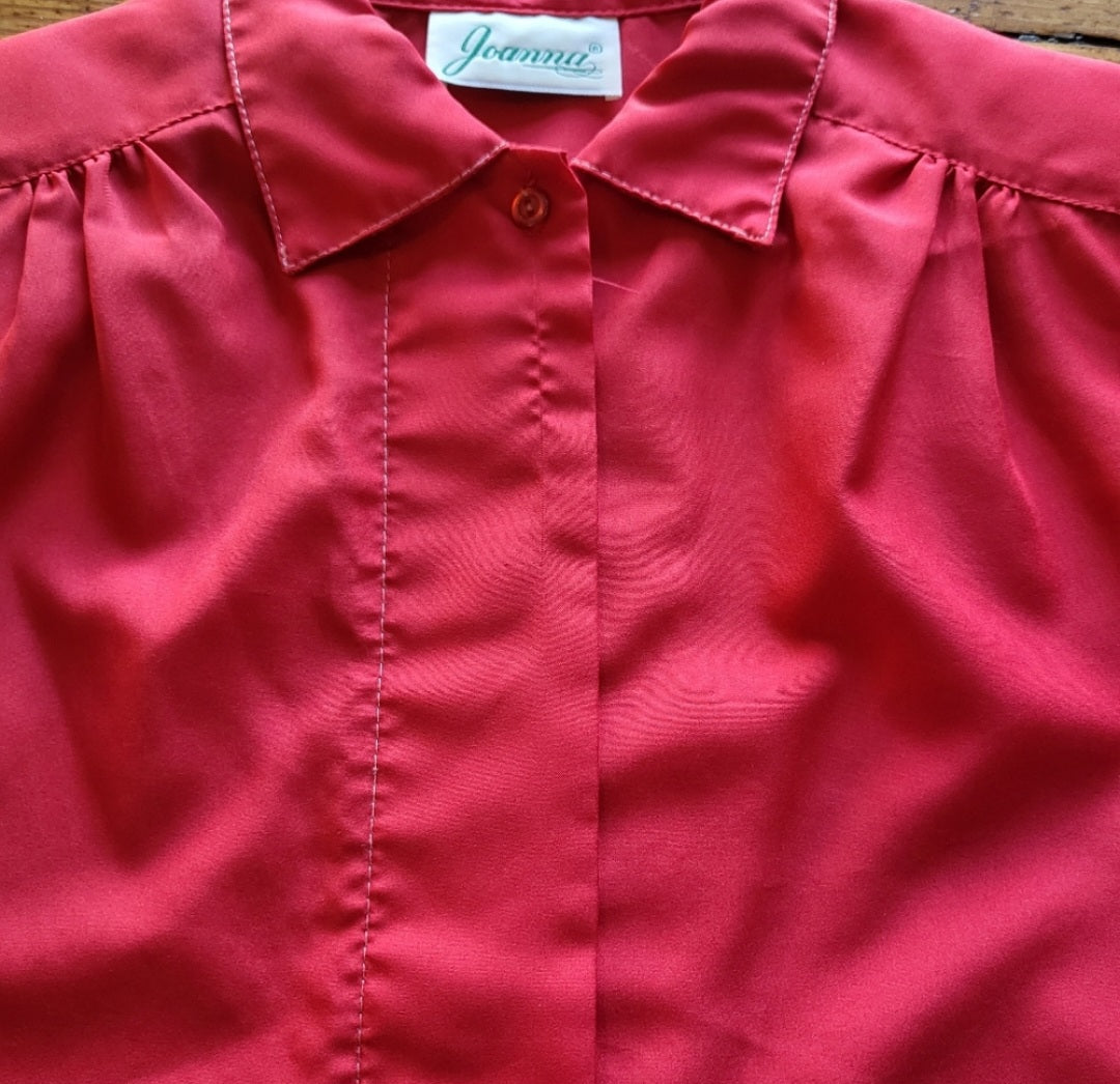 Joanna Polyester Button Down Size 8  Vintage Vibes 607   