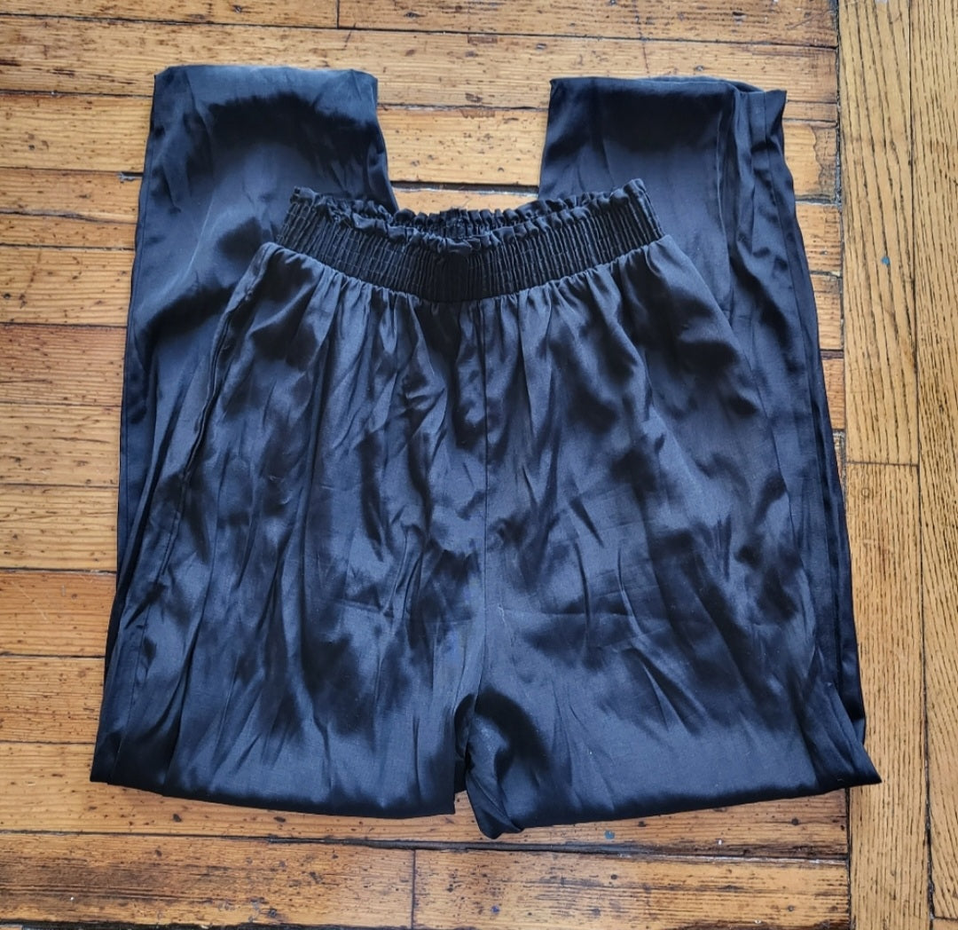 Just Me! Smocked Waist Pants Black Size Medium  Vintage Vibes 607   