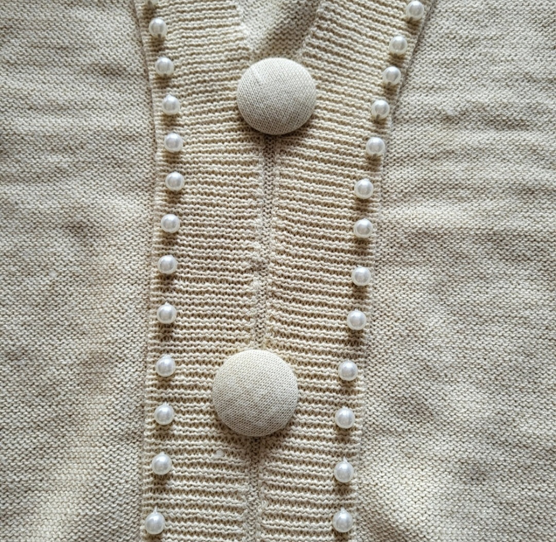 Maurada Faux Cardigan Sweater With Button and Pearl Details Size Medium  Vintage Vibes 607   