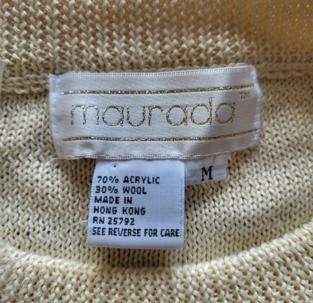 Maurada Faux Cardigan Sweater With Button and Pearl Details Size Medium  Vintage Vibes 607   