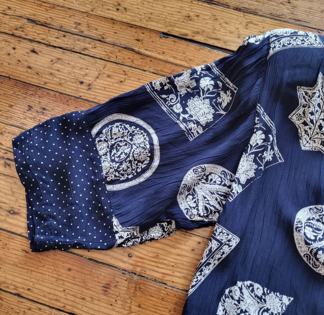 HMS by Jonathan Martin Contrast Trim Belted Kimono Size 8  Vintage Vibes 607   