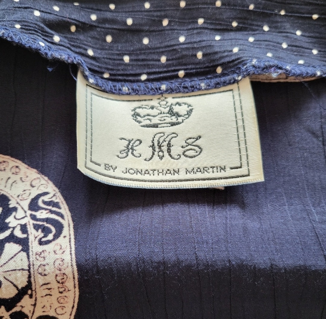 HMS by Jonathan Martin Contrast Trim Belted Kimono Size 8  Vintage Vibes 607   