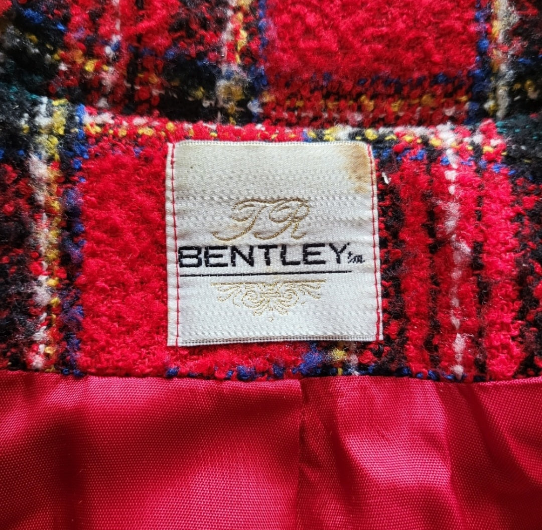 JR Bentley Wool Blend Plaid Blazer Size 7/8  Vintage Vibes 607   