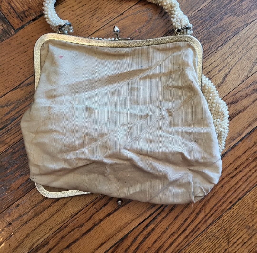 Vintage Beaded Pearl Clasp Closure Handbag