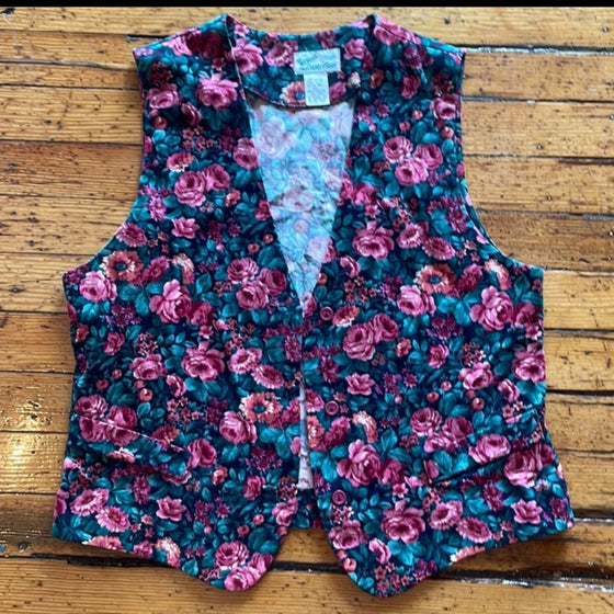 The Vermont Country Store Vest Floral Size 14