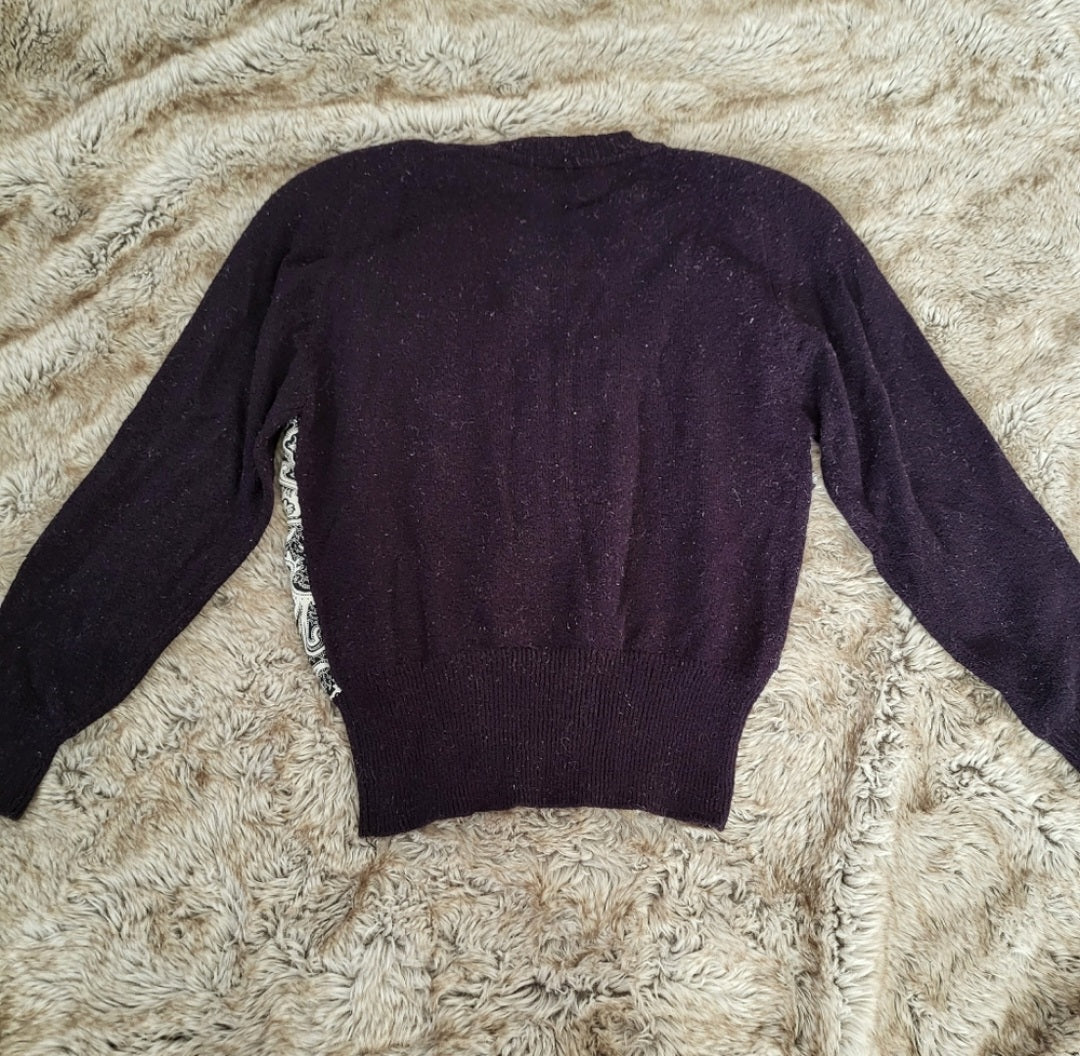 TanJay Paisley Print Bodice Sweater Size Small  Tan-Jay   