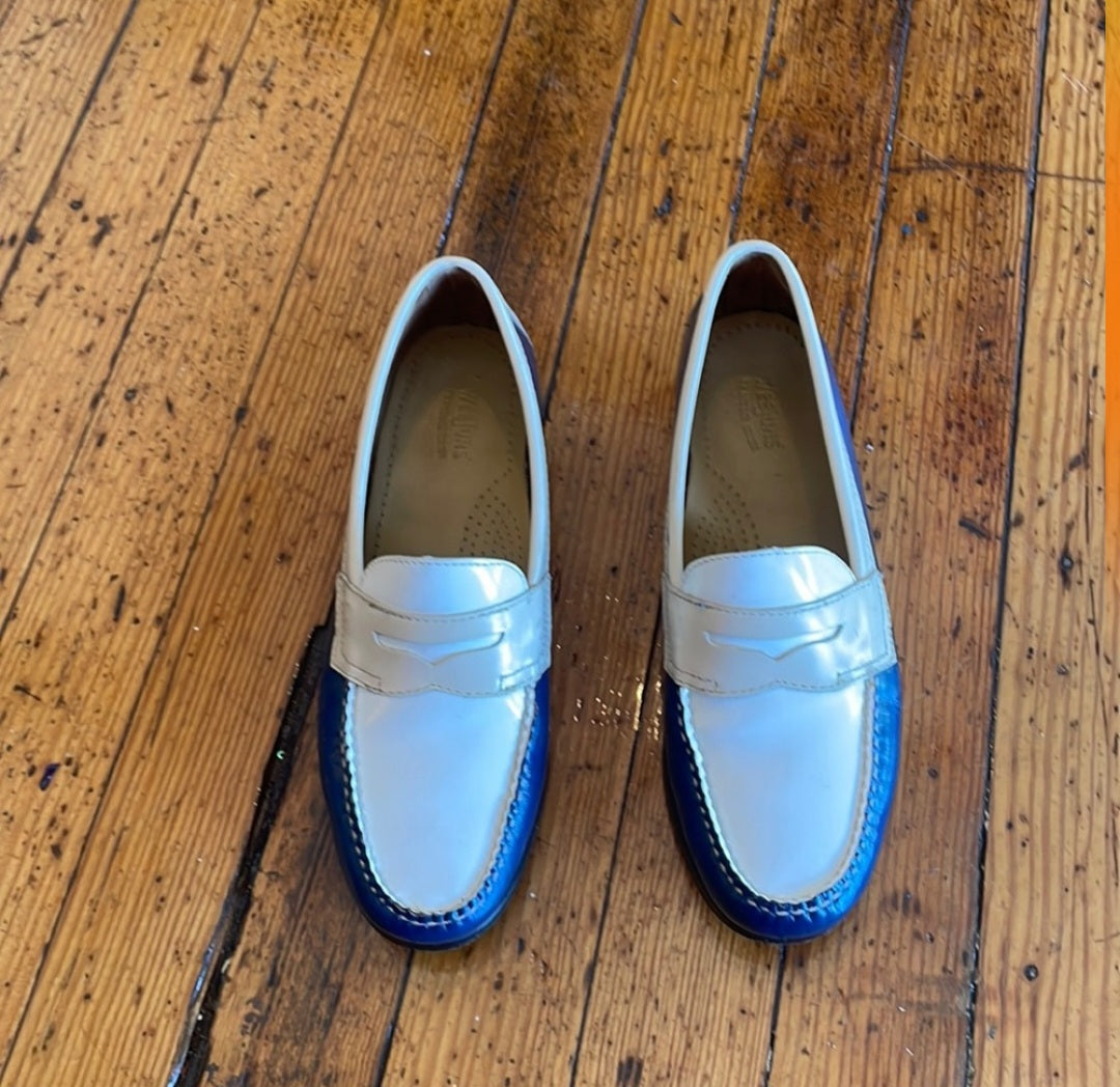 Weejuns G.H. Bass & Co Leather Loafers Navy & White Size 6.5