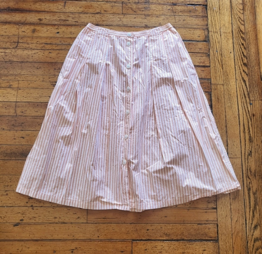 Chaus Woman Vertical Striped Button Front Midi Skirt Size 18W  Vintage Vibes 607   