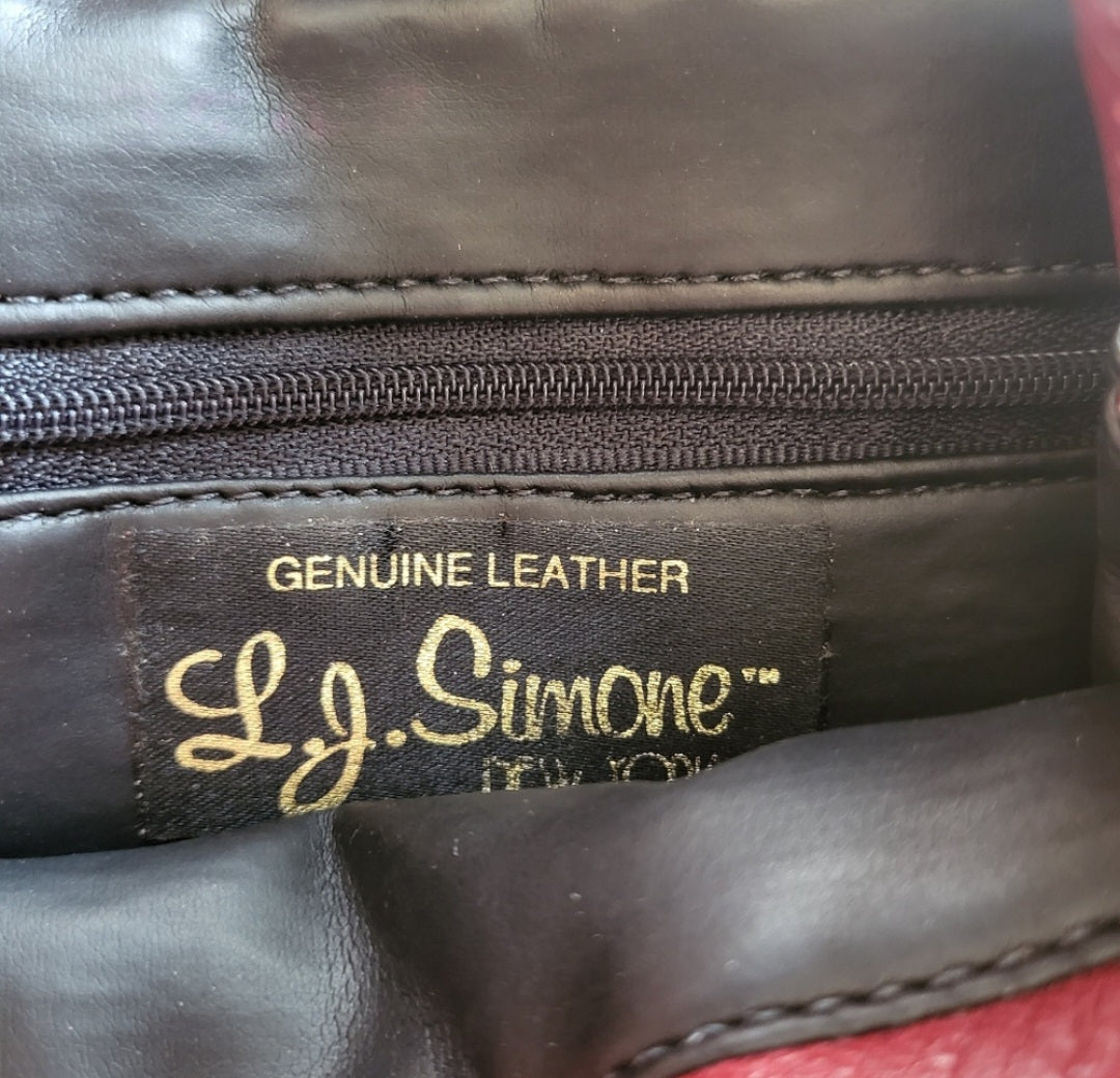 L.J. Simone New York Vintage Genuine Leather Red Crossbody Gold Chain Strap Bag  Vintage Vibes 607   