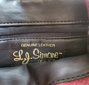 L.J. Simone New York Vintage Genuine Leather Red Crossbody Gold Chain Strap Bag