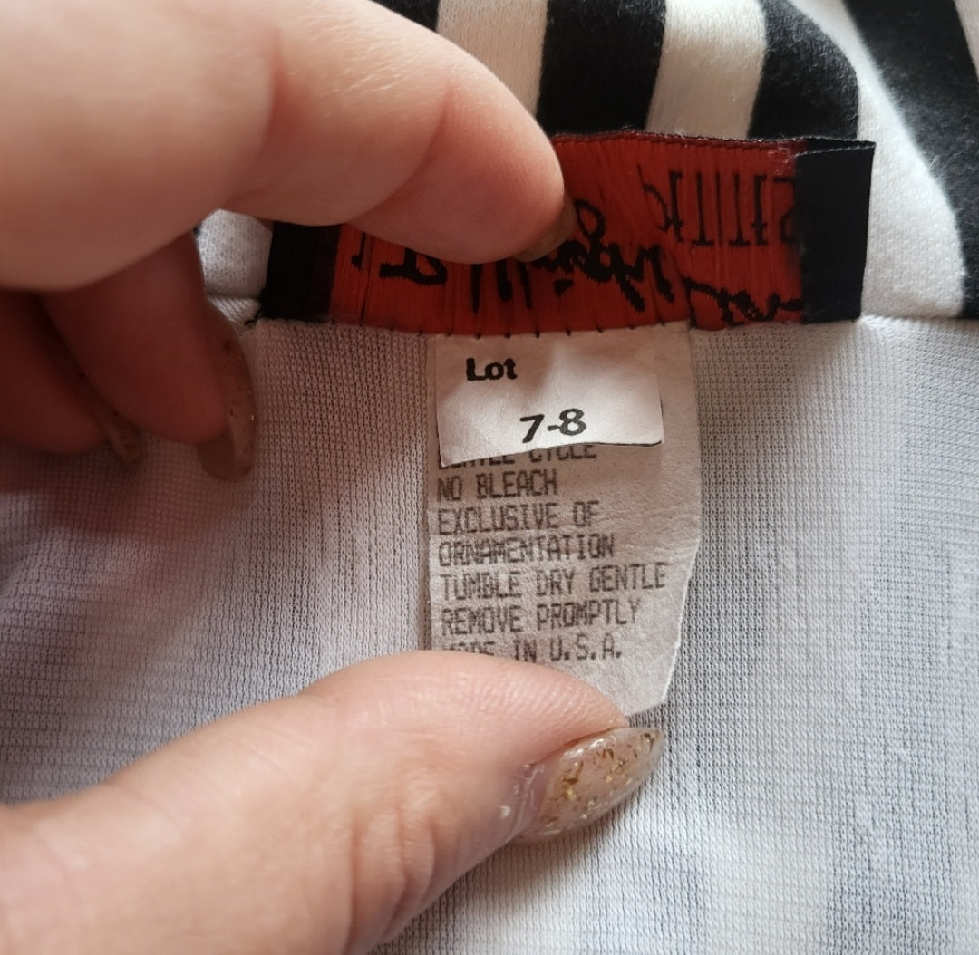 J.B. Wright Ltd. Petites Vintage Vertical Stripe Quarter Zip Midi Dress Size 7/8  Vintage Vibes 607   