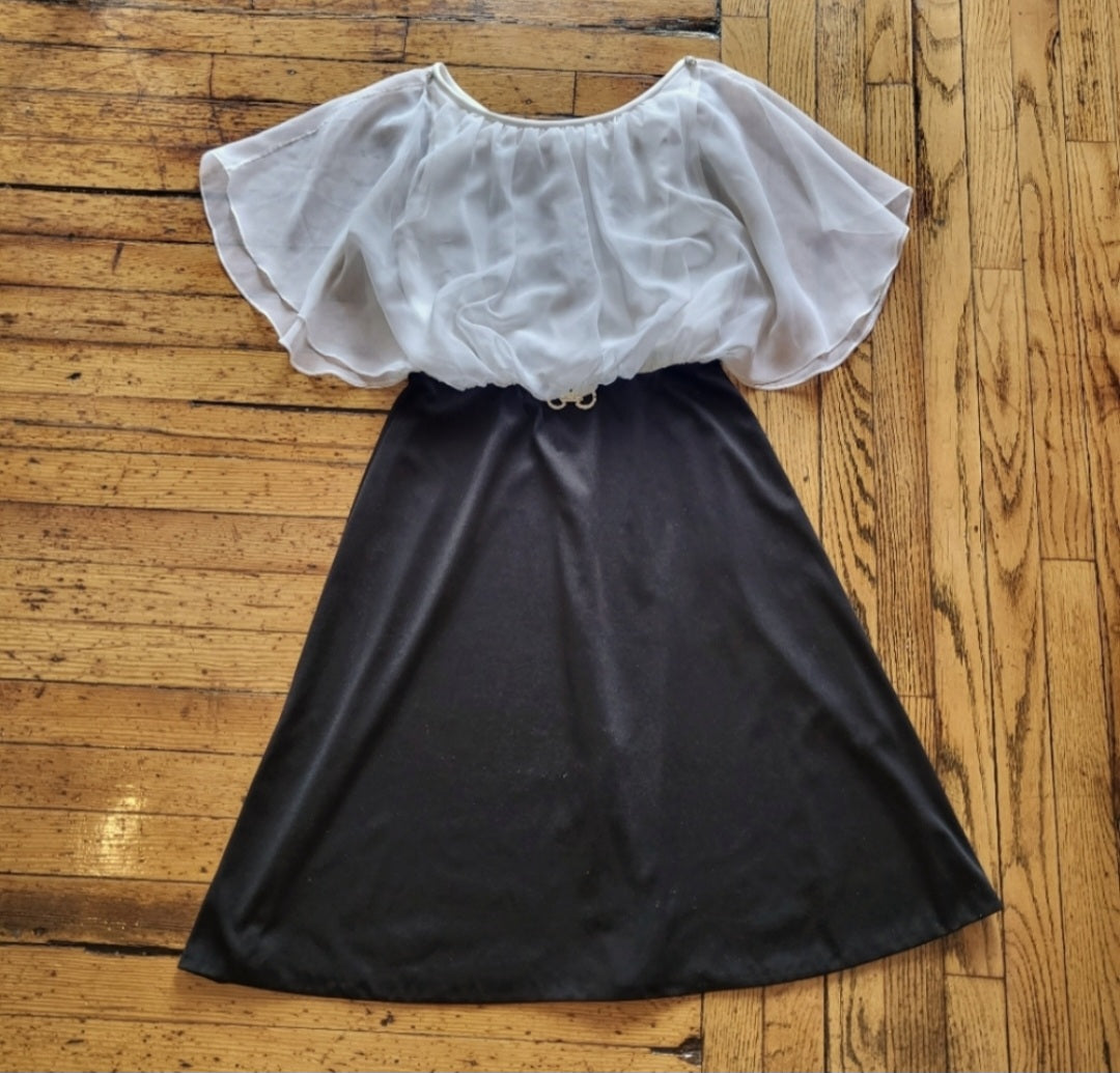 Montgomery Ward Flounce Sleeve Dress Size 14  Vintage Vibes 607   