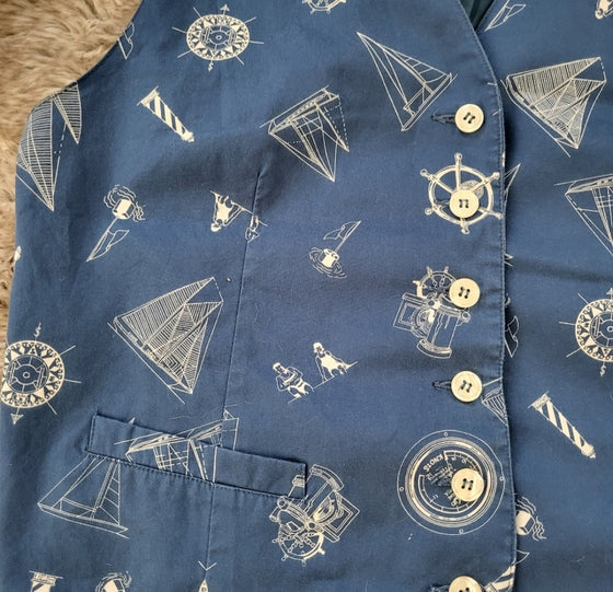 Lizsport Nautical Vest Blue Size 14