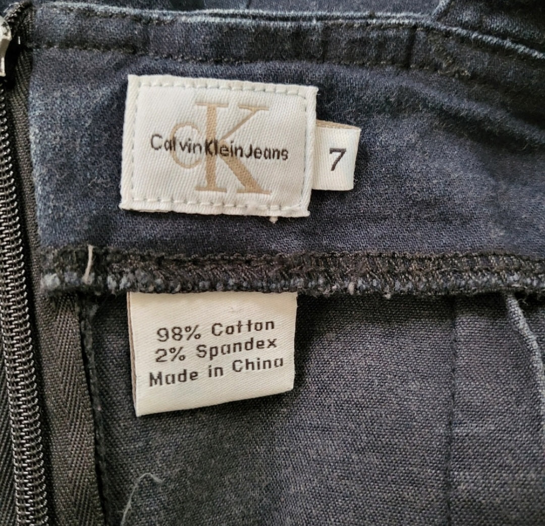 CK Jeans Vintage Calvin Klein Y2K Dark Wash Denim Overall Dress Indigo Size 7  Vintage Vibes Boutique   