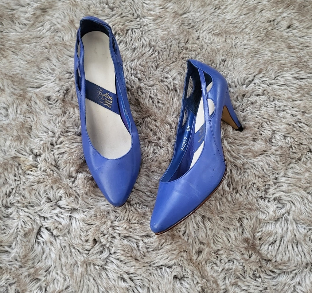 Fashion 10 By Endicott Johnson Vintage Leather Blue Pumps Size 8  Vintage Vibes Boutique   