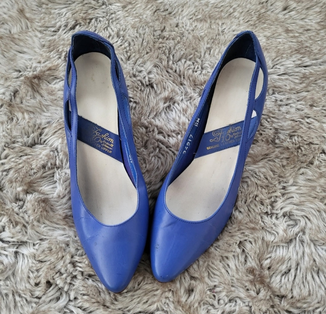 Fashion 10 By Endicott Johnson Vintage Leather Blue Pumps Size 8  Vintage Vibes Boutique   