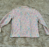 Liquid Silk Peters & Ashley Vintage Pink Blue Yellow Button Down Shirt Size 12