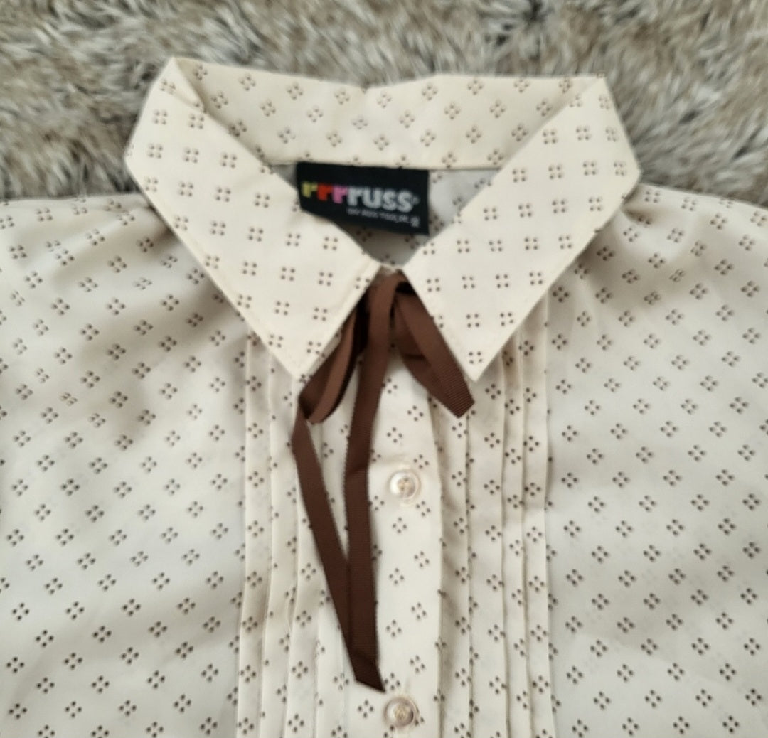 Rrrruss Russ Togs Vintage Diamond Print Button Down Collared Shirt Brown and Tan  Vintage Vibes Boutique   