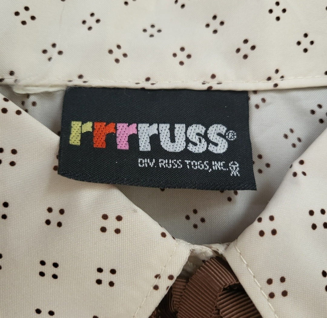 Rrrruss Russ Togs Vintage Diamond Print Button Down Collared Shirt Brown and Tan  Vintage Vibes Boutique   
