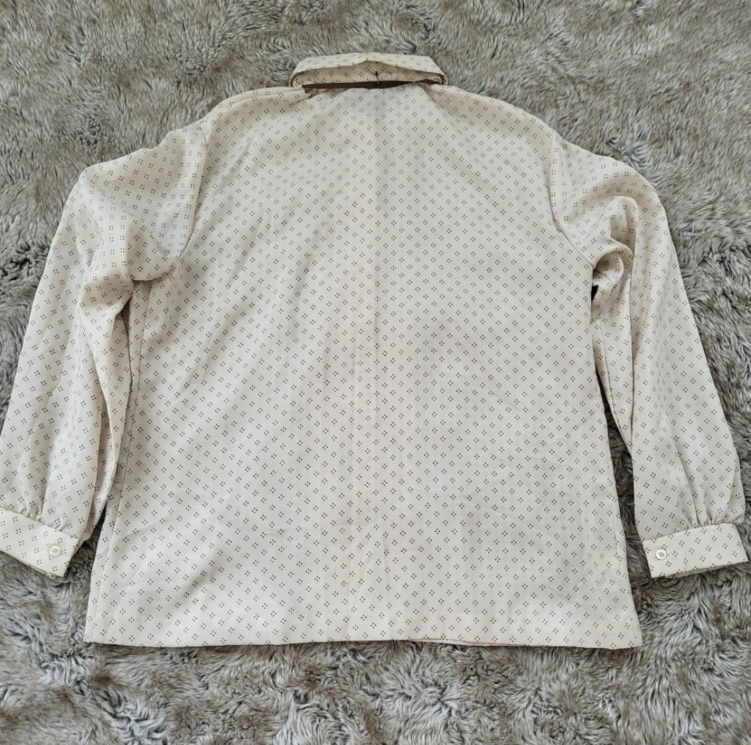 Rrrruss Russ Togs Vintage Diamond Print Button Down Collared Shirt Brown and Tan