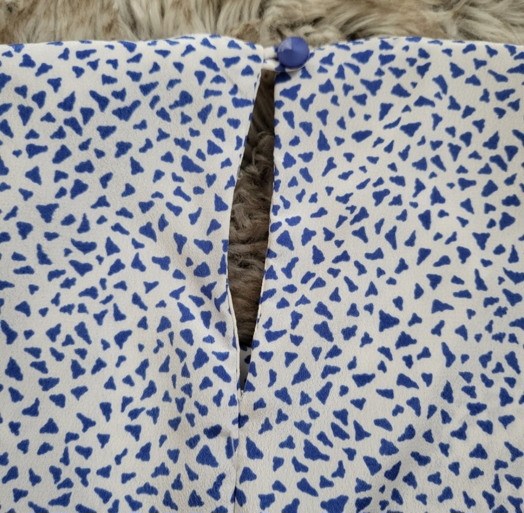 Lisa II Vintage Short Sleeve Flared Waist Geometric Print Dress Blue Size 12