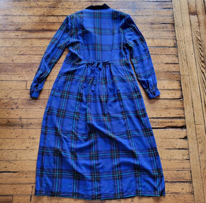 Karin Stevens Vintage Flannel Maxi Shirt Dress Blue Size 8