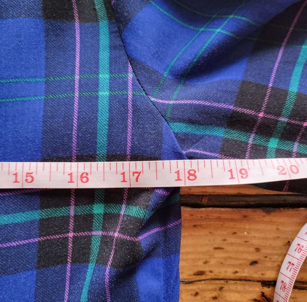 Karin Stevens Vintage Flannel Maxi Shirt Dress Blue Size 8  Vintage Vibes Boutique   