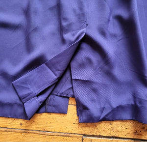 Ms Chaus Vintage Chain Button Front Pleated Blue Midi Polyester Dress Size 8