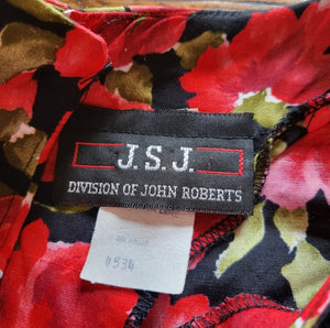 J.S.J Division of John Roberts Vintage Ruched Peplum Floral Dress Size 13/14
