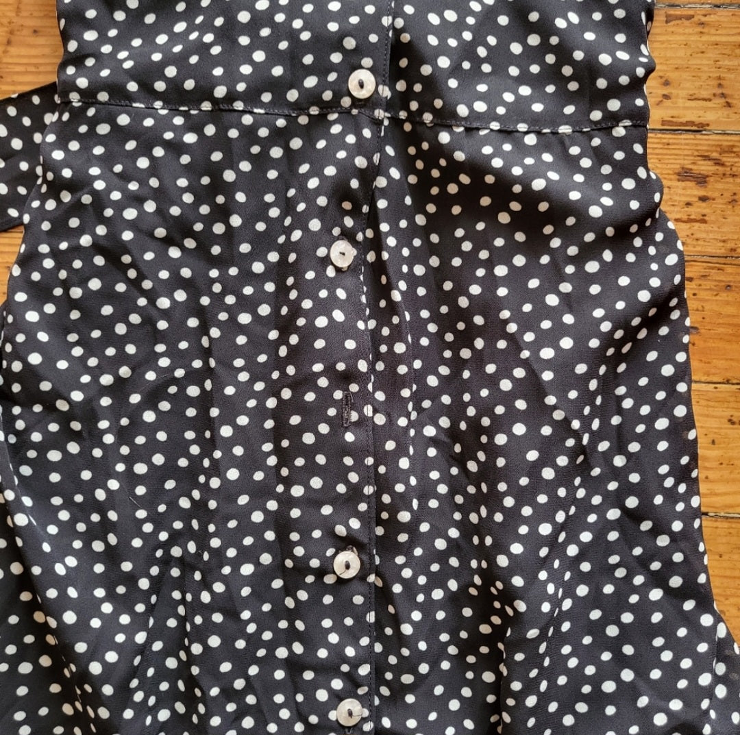 Amanda Lane Button Down Maxi Dress Black & White Polka Dot Size 16