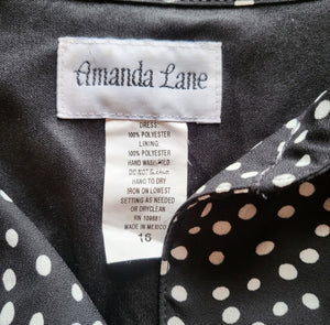 Amanda Lane Button Down Maxi Dress Black & White Polka Dot Size 16