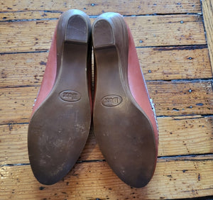 Dexter Vintage Camel Brown Leather Heeled Loafers Made In USA Size 9