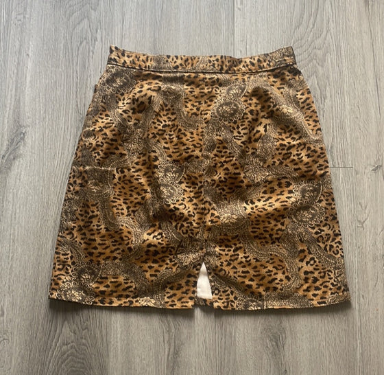 Bill Blass Jeans Vintage Skirt Leopard Paisley Size 8
