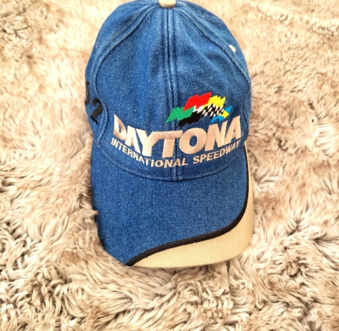  NASCAR Vintage 2002 Daytona International Speedway Denim Adjustable Strap Hat  Vintage Vibes Boutique   