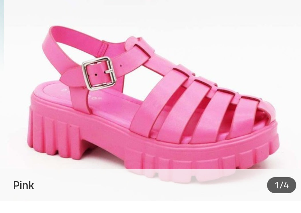 Pink Lug Sole Sandals