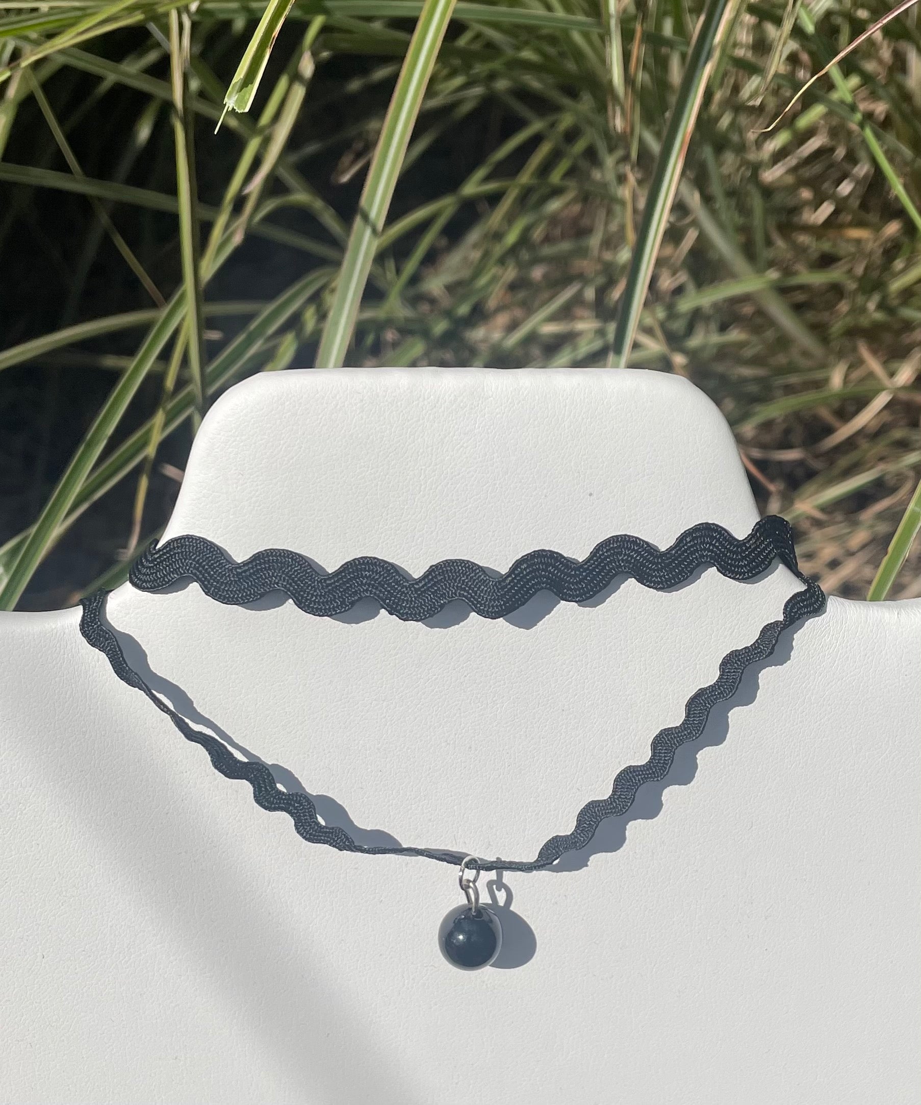 Two-Tiered Wave Choker with Ball Pendant