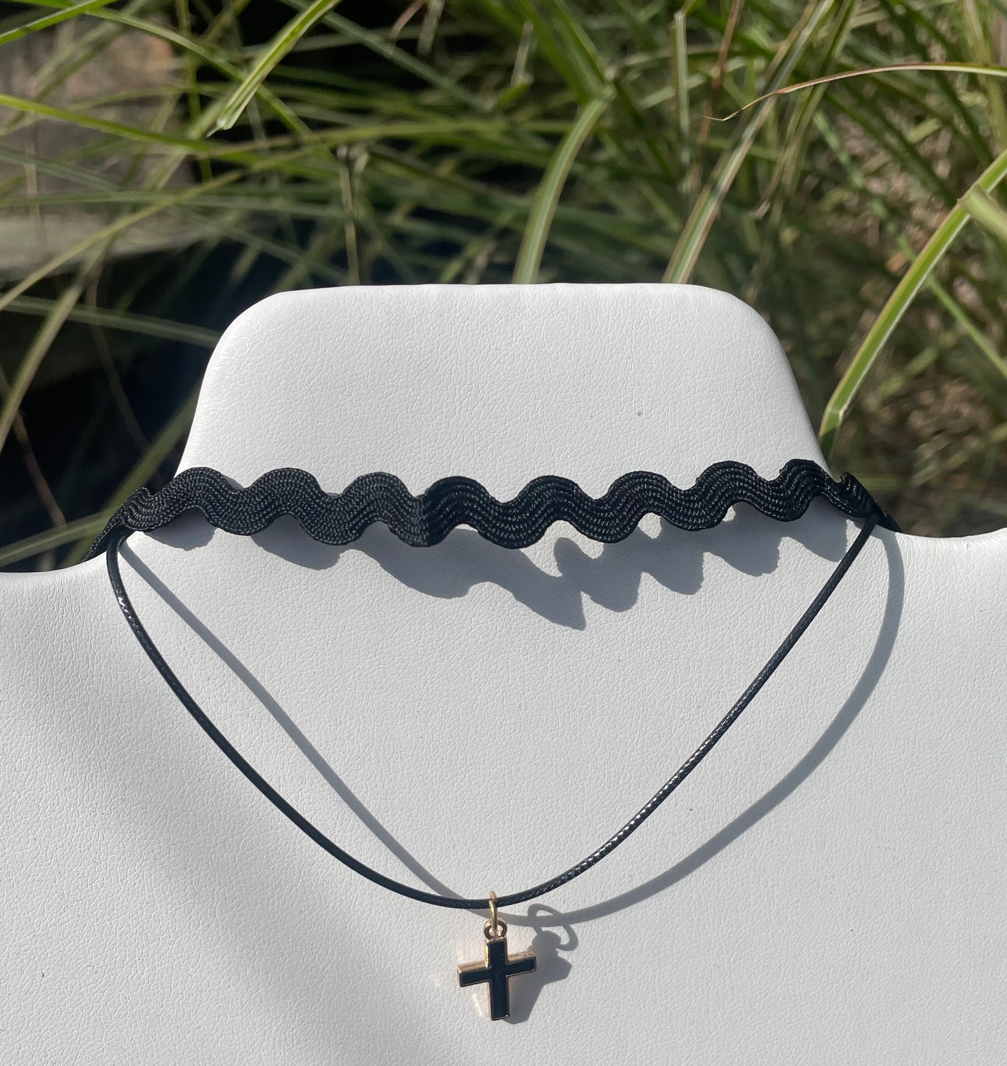 Two Tiered Cross Choker  Vintage Vibes 607   