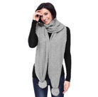 Gray Knit Pom Pom Scarf Winter Accessories Vintage Vibes 607