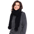 Black Knit Pom Pom Scarf Winter Accessories Vintage Vibes 607